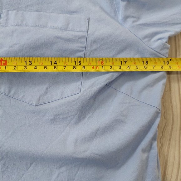 Togo Light Blue Cotton Shirt, 3/4 Sleeve 2 Color Cuffs, Size M - Picture 7 of 8